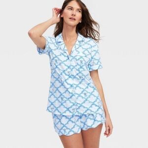 Roller Rabbit x Target geo trellis blue pajamas set women’s XS